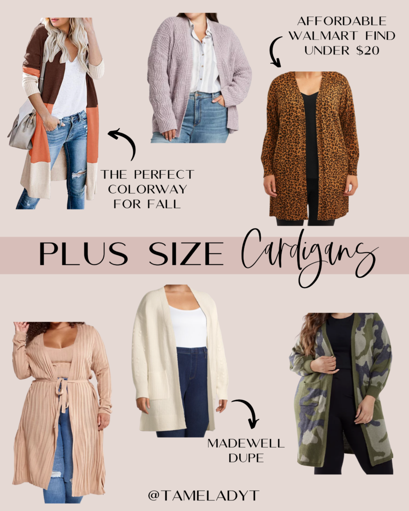 Cardigans are a must have piece for fall! I’m sharing some of my favorite plus size cardigan to spice up your outfits this fall. You don’t have to spend a ton of money on them either! I have some affordable cardigans that I have loved and worn for years that are still in great shape. Click here to read more! | www.tamelad.com #plussizecardigans #affordablecardigans #cardigansforwomen